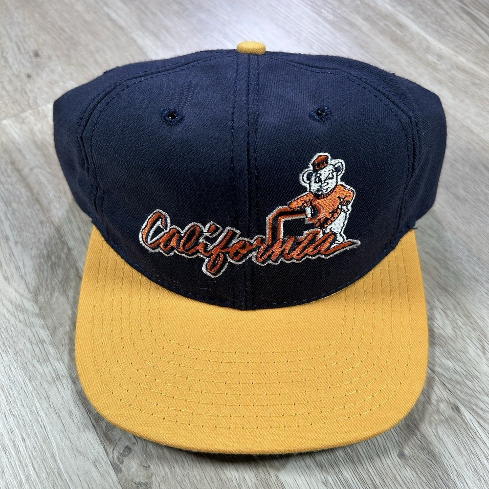 VTG Cal Golden Bears Snapback Hat CollegeBlue Yellow The Game Cap Made in USA